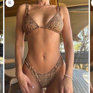 Strawberry Milk Mob Dessert Lilly Bikini Top - Brown and Black